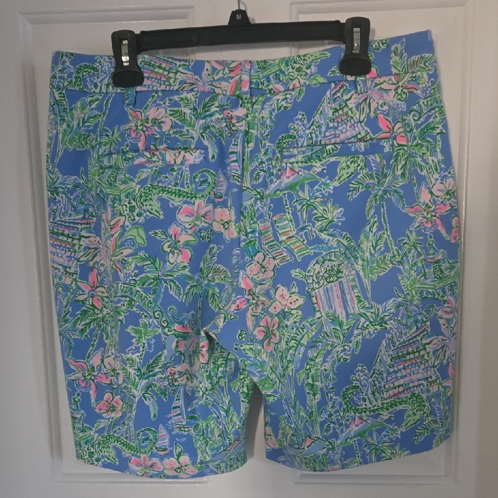Lilly Pulitzer Blue Tropical Floral Bermuda Shorts - Picture 6 of 6